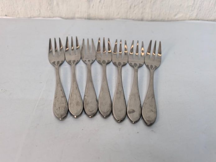 Set of 7 Stainless Steel Cake Forks