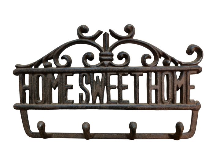 Decorative Cast Metal "Home Sweet Home" Wall Hook Rack