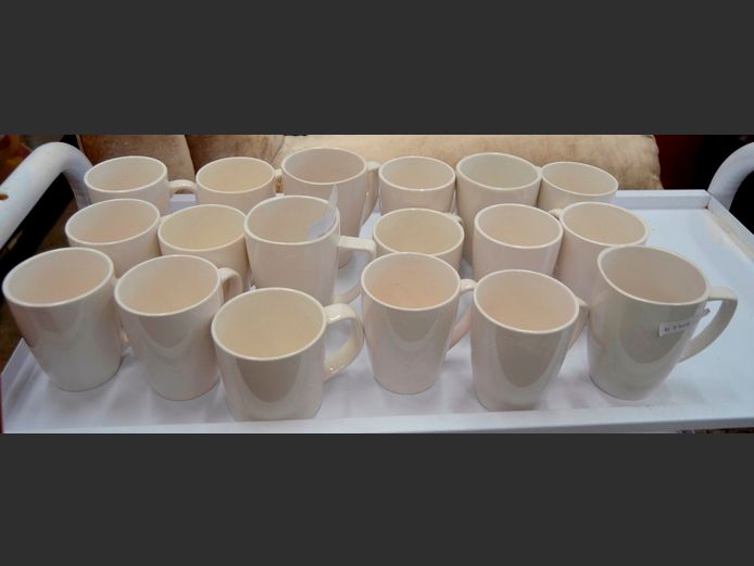 LOT: WHITE CERAMIC MUGS
