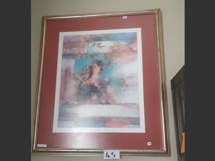 GILT FRAMED PRINT "2 FIGURES IN MOTION"