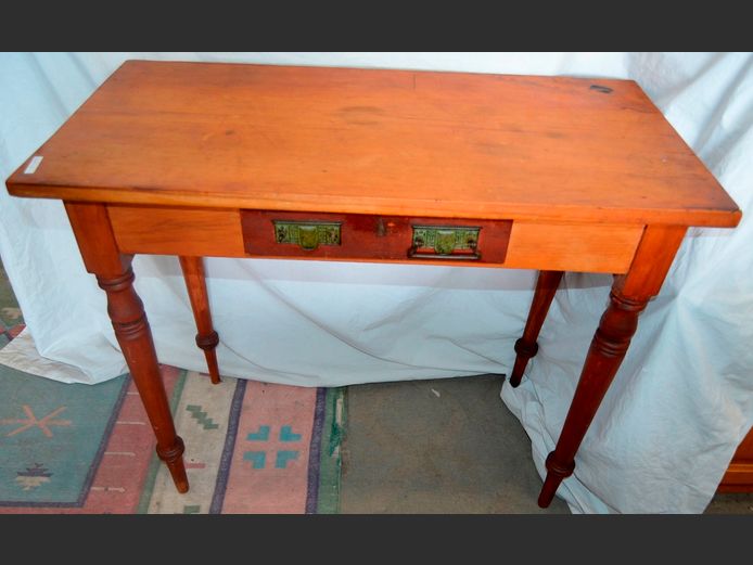 ANTIQUE YELLOWWOOD SINGLE DRAWER HALL TABLE, 91 x 45 x 76cm