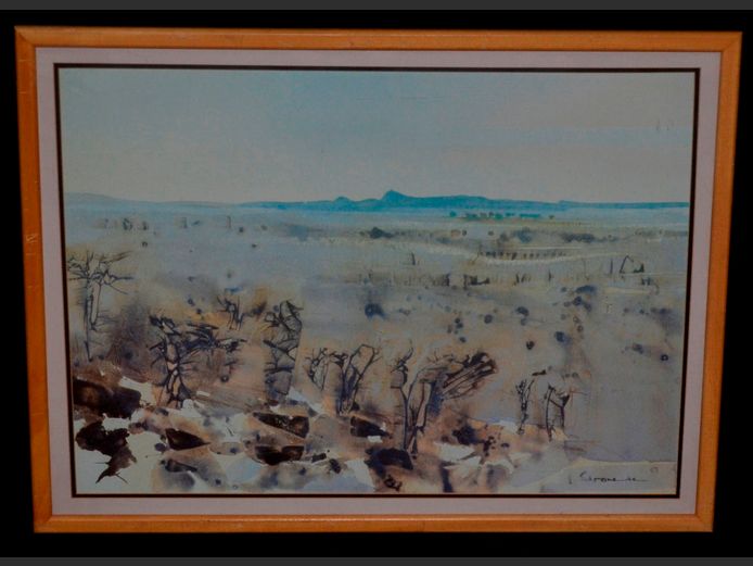FRAMED WATERCOLOUR "LANDSCAPE", 61 x 43cm