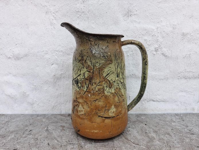 1940s Czechoslovakian Enamelware Water Pitcher