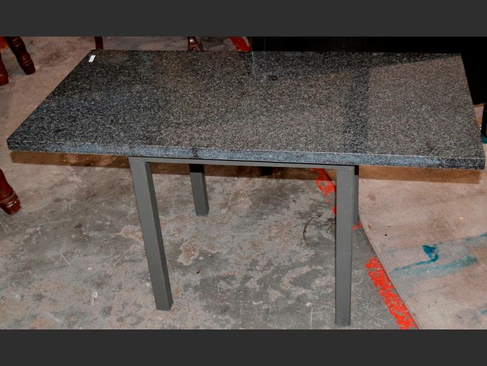 METAL FRAMED RECTANGULAR MARBLE TOP COFFEE TABLE, 107 x 54 x 55cm