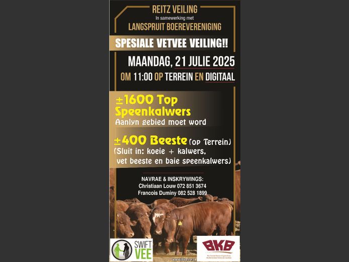 LANGSPRUIT BOEREVERENIGING VETVEE VEILING