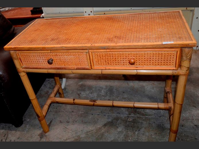 CANE & RATTAN 2-DRAWER DRESSING TABLE, 101 x 44 x 79cm