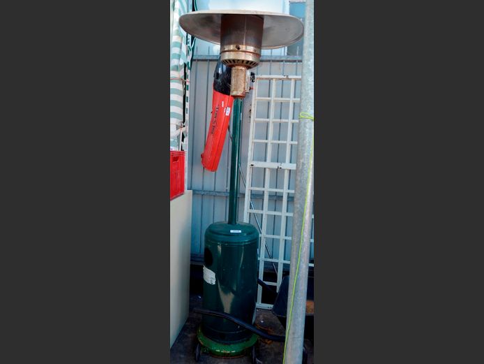 GREEN PATIO GAS HEATER, 220cm High [Untested, rusted]