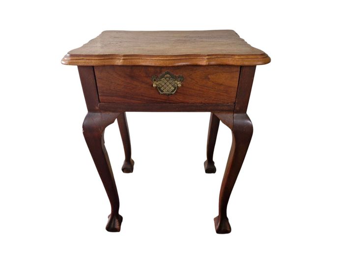 Vintage Imbuia Wood Ball & Claw Bedside Table