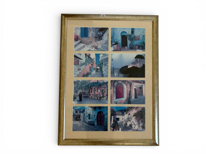 Framed Mediterranean Village Photo Collage (8 Panel Display)