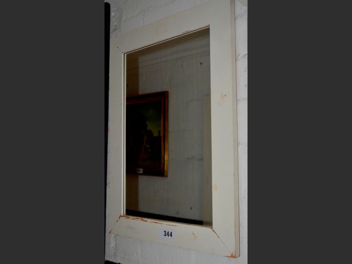 WHITE PAINTED FRAMED MIRROR, 72 x 52cm