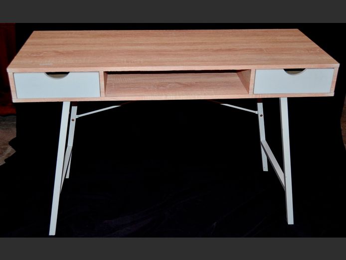 OAK FOIL & METAL 2-DRAWER DESK, 120 x 48 x 77cm