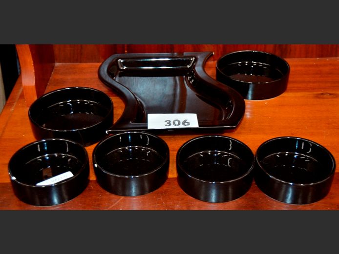 BLACK CERAMIC SNACK DISHES & SAUCE BOWLS