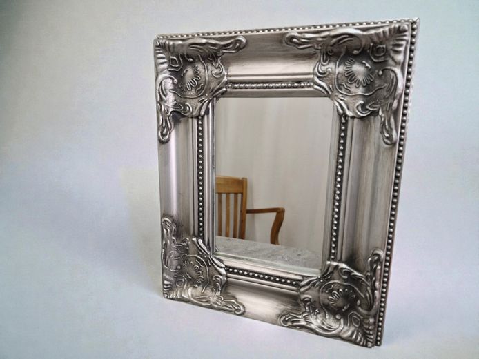 Cartouche Scroll Framed Mirror with Beaded Edge