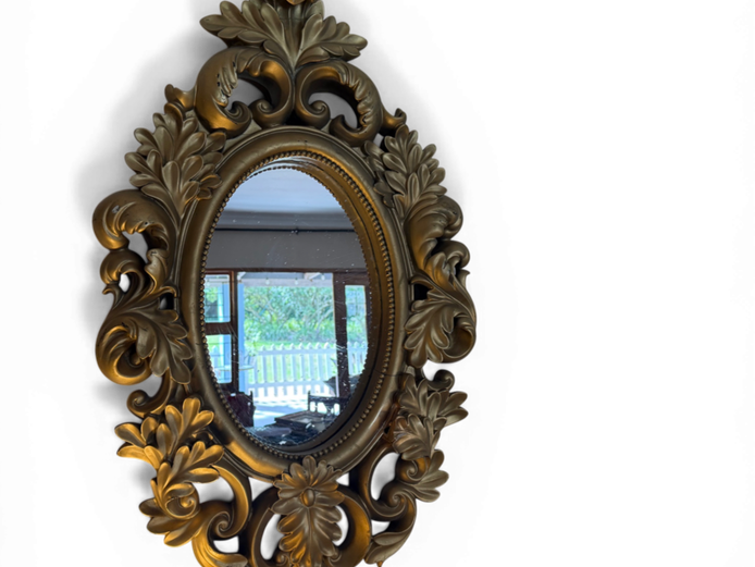 Ornate Baroque-Style Wall Mirror (Gold Finish)