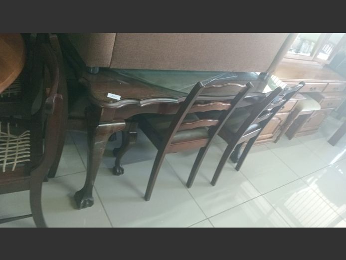 Antique imbuia table and 6 chairs