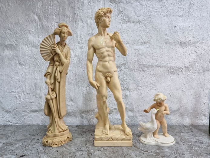 Assorted Decorative Figurines – Classical Sculpture, Geisha Lady & Cherub