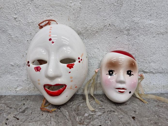 Hand-Painted Ceramic Theatrical Face Masks