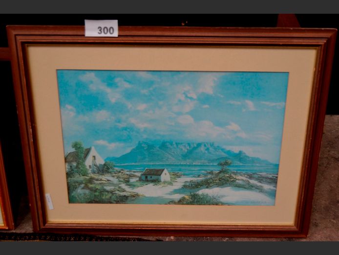 FRAMED PRINT "COTTAGES", 52 x 35cm