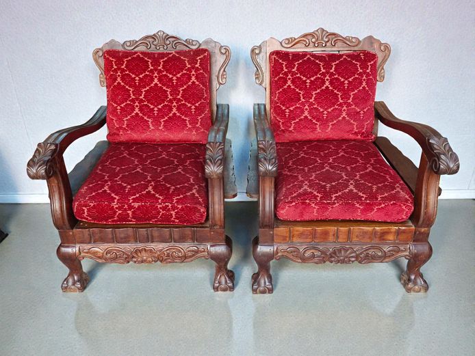 Pair of Antique Hand-Carved Armchairs