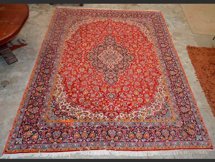 AMAN RED, BLUE & WHITE PERSIAN CARPET, 395 x 295cm