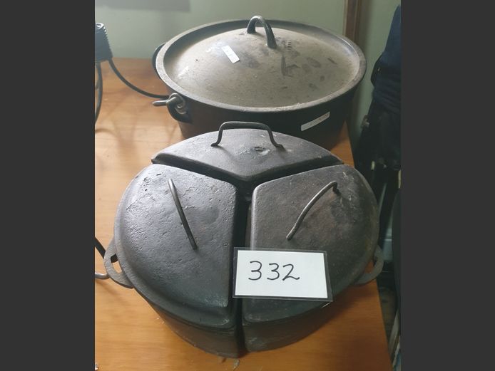 CAST IRON FLAT BOTTOM POTJIE POT & CAST IRON MULTI-SECTION POT INSERTS