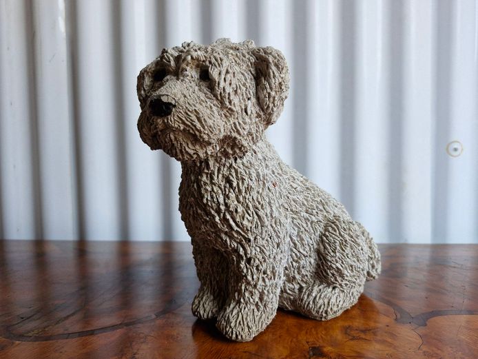 Vintage Cement Spaghetti Wheaton Terrier Dog
