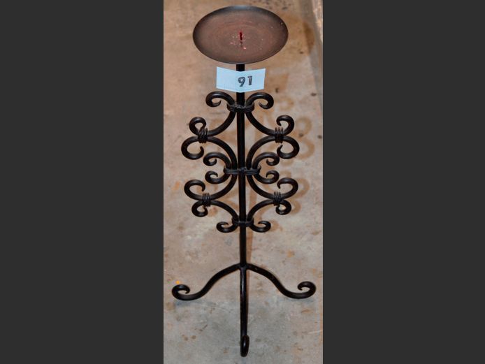 WROUGHT IRON CANDLE STAND, 61cm High