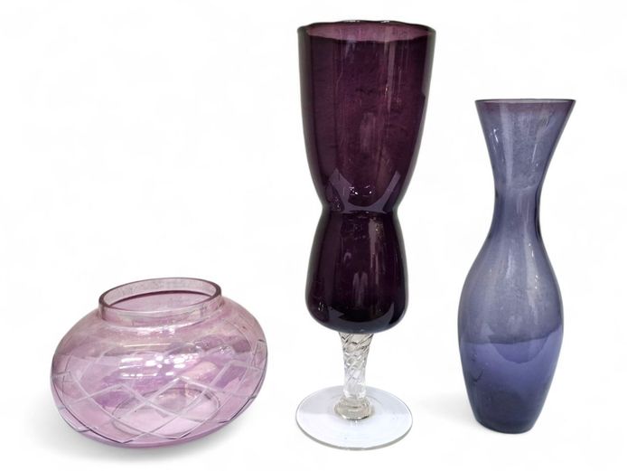 Mid-Century Amethyst Purple Art Glass Vases
