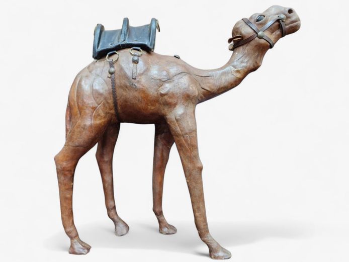 Vintage Handmade Leather-Wrapped Camel Figurine