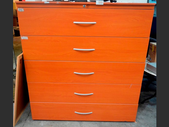 CHERRY FOIL 5-DRAWER LATERAL FILER, 134 x 60 x 145cm