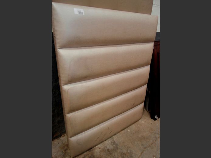 BEIGE LEATHER TOUCH UPHOLSTERED DOUBLE HEADBOARD [Needs a clean]