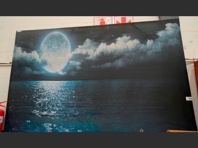 LARGE PRINT ON FABRIC "MOON OVER THE OCEAN", 225 x 173cm