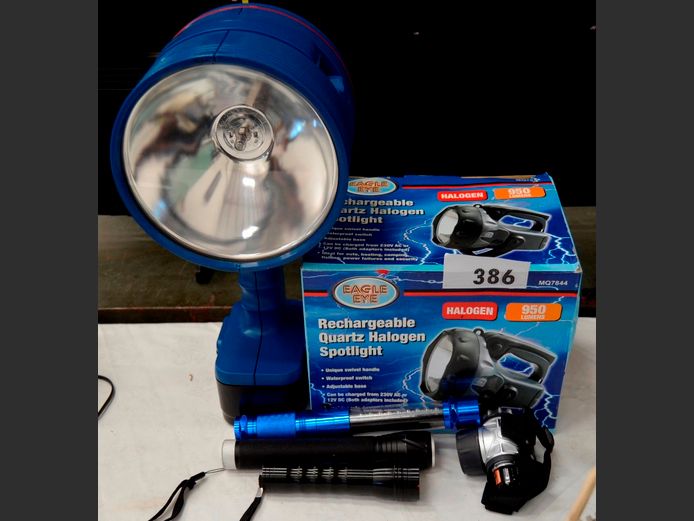 RECHARGEABLE QUARTZ HALOGEN SPOTLIGHT & TORCHES [Untested]