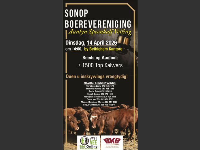 SONOP BOEREVERENIGING AANLYN VEILING