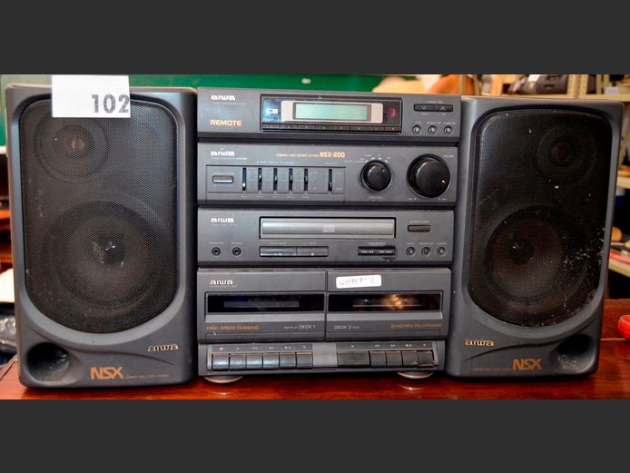 AIWA REMOTE HI-FI WITH PAIR SPEAKERS [Switches on, untested further]