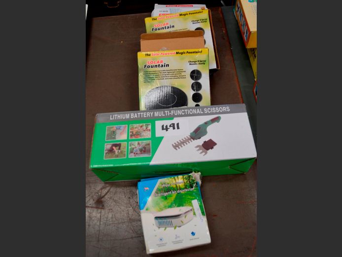 SOLAR WATER FOUNTAINS, CORDLESS SHEARS, etc [Untested]