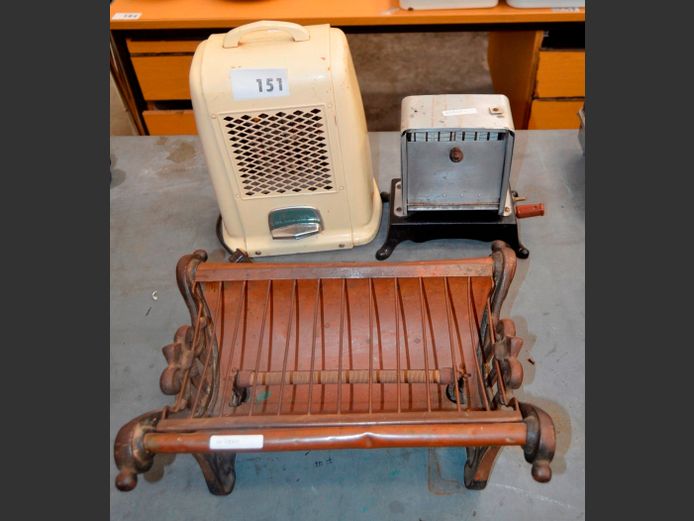 VINTAGE COPPER & CAST IRON HEATER, VINTAGE TOASTER, etc [Untested]
