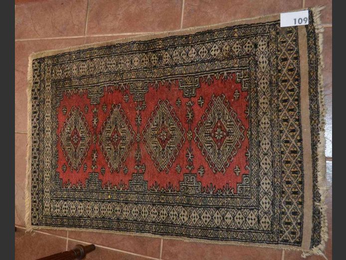BALUCH DARK RED & BLACK PERSIAN MAT, 94 x 61cm