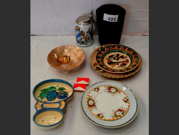 MOTHER-OF-PEARL BOWL, OLIVE BOWL, BEER STEIN, etc