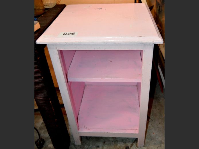 PINK PAINTED OPEN BEDSIDE PEDESTAL, 46 x 41 x 73cm