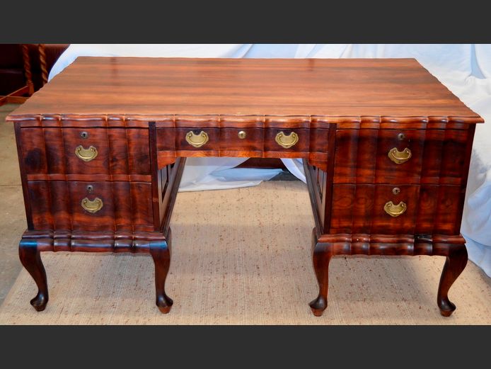 STINKWOOD 2-DOOR, 5-DRAWER PARTNER'S DESK, 152 x 90 x 75cm