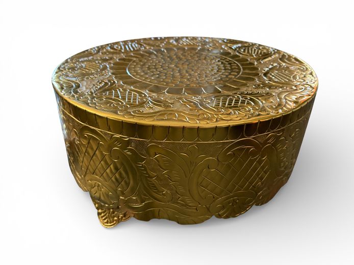 Decorative Embossed Brass Cake Stand