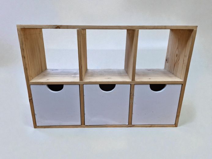 Wooden Cube Storage Unit with Sliding Drawers