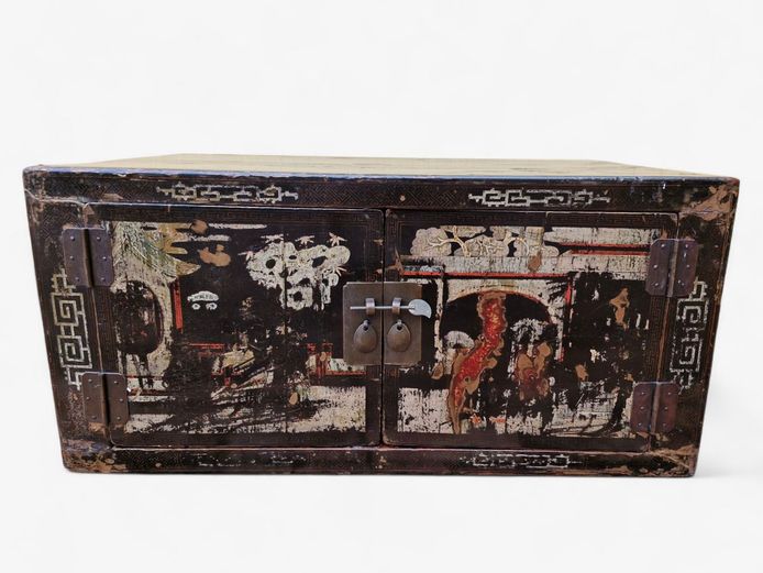 Antique Chinese Lacquered Small Cabinet