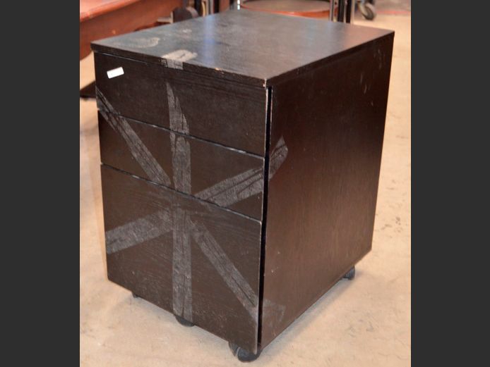 BLACK 3-DRAWER PEDESTAL, 51 x 42 x 62cm