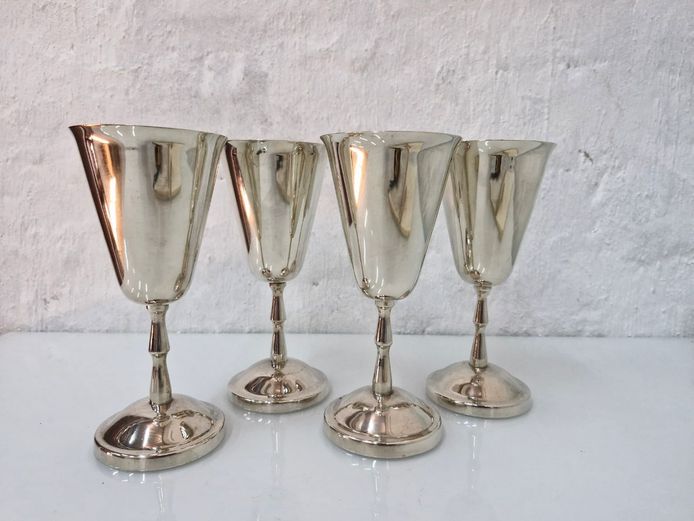 Set of 4 Vintage Silver-Plated Wine Goblets