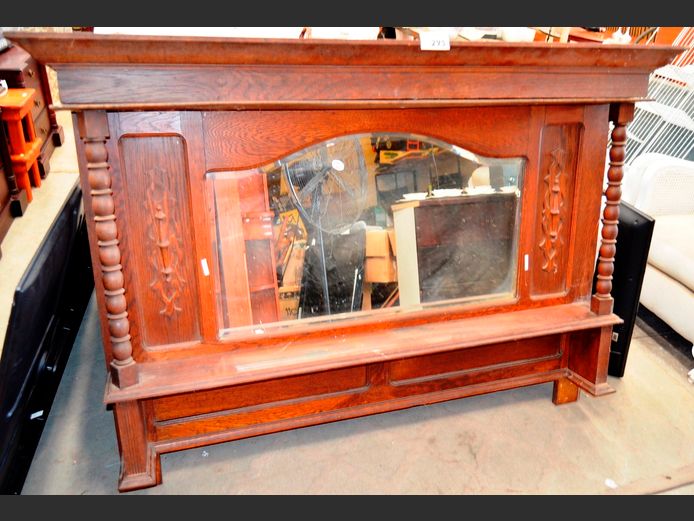 OAK DRESSER TOP WITH BEVELLED MIRROR, 146 x 18 x 100cm