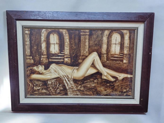 Large Wood Framed Roman Style Nude Print