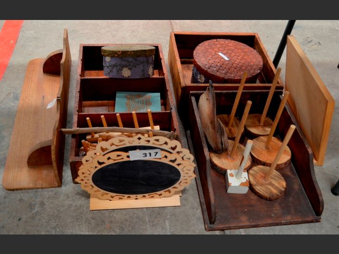 VINTAGE LETTER SORTER, 3-TIER WALL MOUNT SHELF, etc