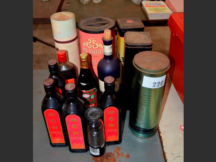 COLLECTABLE TINS, RICE WINE, etc [Condition of contents unknown]